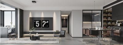 现代高级灰客餐厅3D模型下载